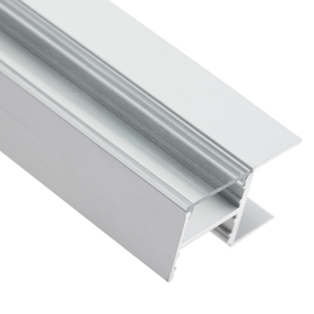 Profil Meblowy Aluminiowy Anodowany do taśm LED KM48 Srebrny Regałowy Nawierzchniowy 1m + Przesłona przeźroczysta + Zaślepki