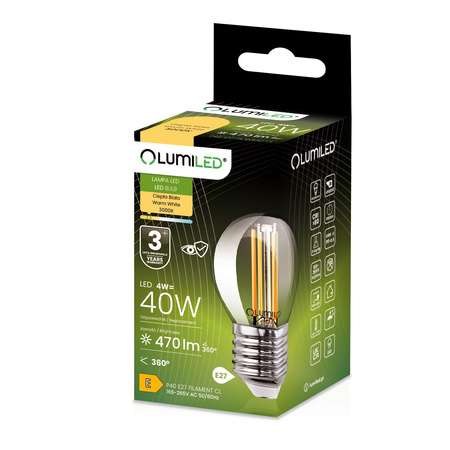 6x Żarówka LED E27 Kulka P45 4W = 40W 470lm 3000K Ciepła 360° FILAMENT LUMILED