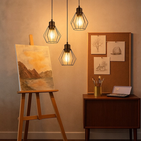 Lampa Sufitowa Oprawa Wisząca 3x E27 Czarna Otto Masterled