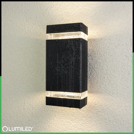 Lampa Ogrodowa Kinkiet Elewacyjny góra dół GU10 Czarny Aluminium HEDERA LUMILED