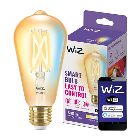 Żarówka LED E27 ST64 7W = 50W Filament Bursztynowa SMART WiFi WiZ