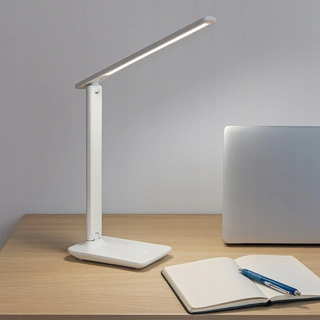 Lampka Biurkowa Stołowa Regulowana LED 5W 400lm 3000-4000-6500K CCT Akumulatorowa Szkolna Nocna Ściemnialna Włącznik On/Off Biała Kivo Masterled