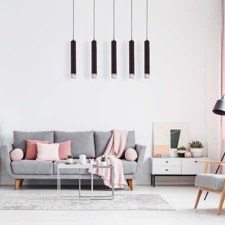 Lampa wisząca CARBON tuba 5X5W LED czarna IP20 Metal i akryl styl nowoczesny minimalistyczny Milagro