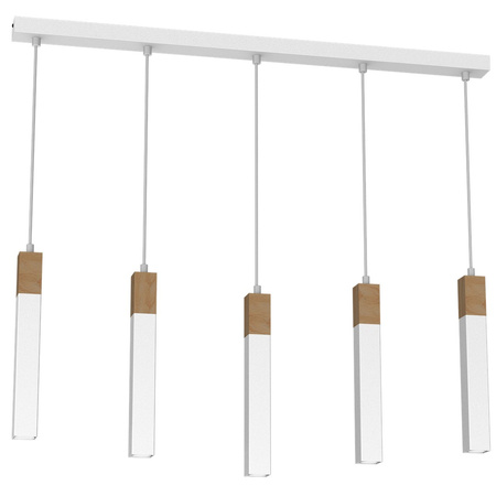 Lampa Wisząca Sufitowa SOLO SAWN Biała Patyna Drewniana 5x mini GU10 Milagro