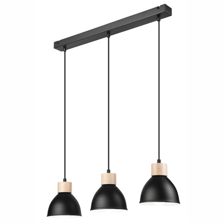 Lampa Wisząca Sufitowa NICO 3xE27 Czarna Drewniana LM-3.143 Lamkur