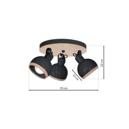 Lampa Sufitowa OVAL Czarna 3xE27 Milagro