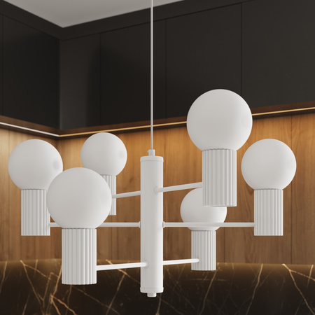 Lampa Wisząca Żyrandol 6x G9 Aluminiowa Biała Halo French Sky SL.1829 Sollux