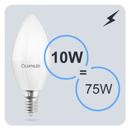 Żarówka LED E14 Świeczka B35 10W = 75W 1055lm 6500K Zimna 180° LUMILED