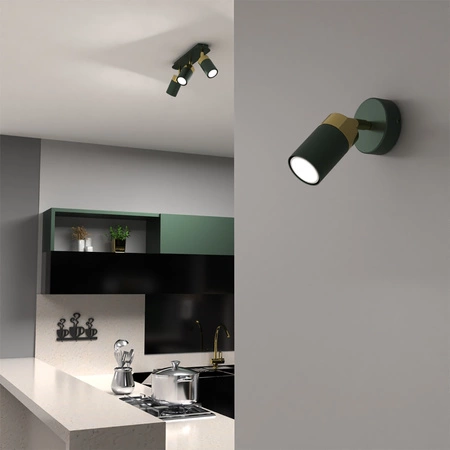 Kinkiet JOKER ZIELONY ZŁOTY lampa sufitowa ścienna GU10 MILAGRO Metal styl nowoczesny