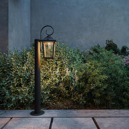 Lampa Ogrodowa Stojąca Zewnętrzna LED E27 SŁUPEK 75cm LATARNIA IP44 Czarna Buzzard Philips