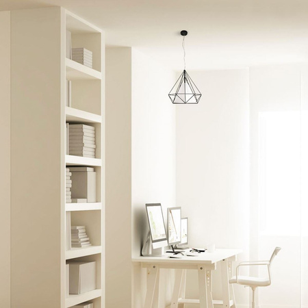 Lampa wisząca sufitowa TRIANGOLO 1x E27 Czarno-biała Metal + tkanina Milagro