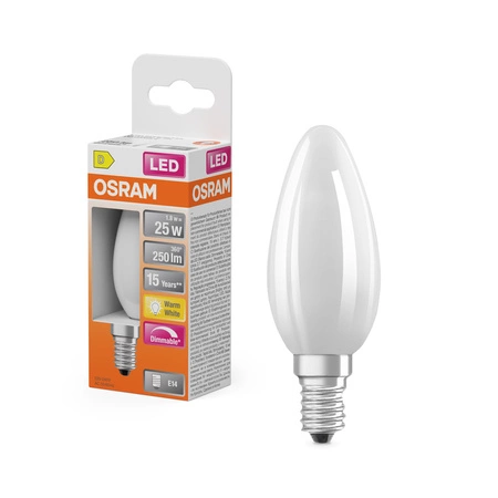 Żarówka LED B35 E14 Świeczka 1.8W = 25W 250lm 2700K Ciepła 320° Ściemnialna SUPERSTAR Osram