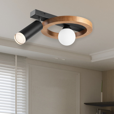 Lampa Sufitowa OTIS G9 + E27 Czarna Drewniana LM - 2.214 / A Lamkur