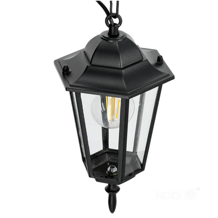 Lampa Sufitowa Wisząca Ogrodowa Zewnętrzna Zwis E27 Czarna IP54 LO 4105 Kobi