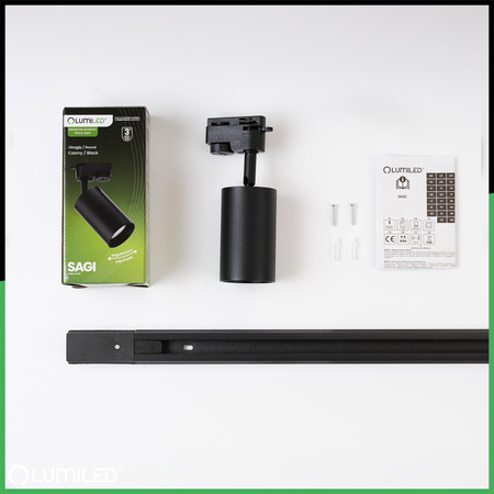 Zestaw Szyna Oświetleniowa Szynoprzewód 2 m + 6x Reflektor Szynowy SAGI GU10 Czarny LUMILED