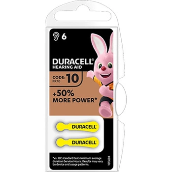 BATERIE do aparatu słuchowego Duracell DA-10 BL6