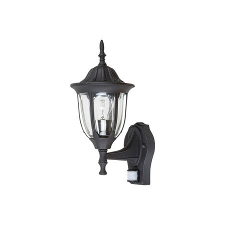 Lampa Ogrodowa Zewnętrzna Kinkiet Elewacyjny Solarny LED E27 IP43 z Czujnikiem Ruchu i Zmierzchu Czarny Klasyczny Milano Rabalux