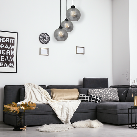 Lampa wisząca SOFIA 3xE27 MLP6583 Przydymiony Klosz Kula Milagro Metal + Szkło