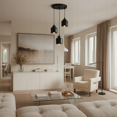 Lampa Sufitowa Oprawa Wisząca 3x E27 Okrągła Czarna Elza Masterled