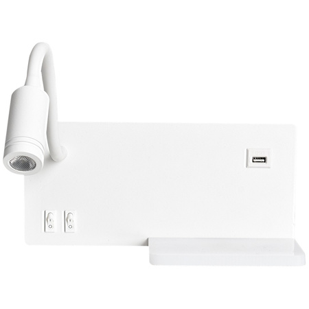 Lampka nocna ścienna z półką SHELF Biała LED 4W + 5W + 2W Milagro