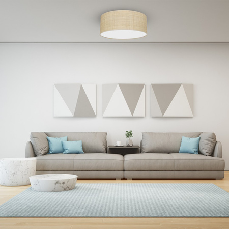 Plafon LED Lampa Sufitowa MARSHALL Biała Rattanowa 2xE27 Ø40cm Milagro