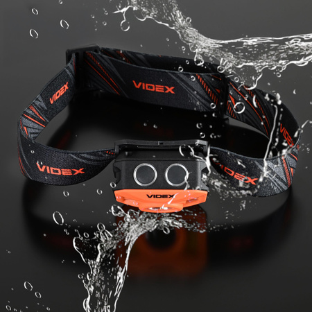 Latarka Czołowa Akumulatorowa LED 5W 400lm 8 Trybów Pracy USB-C Wodoszczelna IP65 Videx