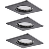Zestaw 3x Oprawa halogenowa ruchoma GOLDLUX (Polux) kwadratowa czarna + żarówka LED GU10 3,5W
