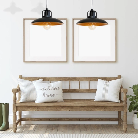 Lampa wisząca FELIX czerń złoto 2xE27 IP20 Metal styl nowoczesny loft industrial Milagro