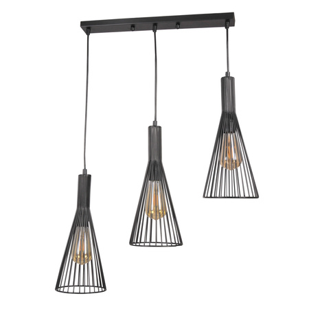 Lampa Sufitowa Wisząca Zwis 3x E27 Czarna Tiana Sanico Goldlux