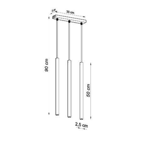 Lampa Sufitowa Wisząca Tuba 3x G9 Zwis Tubularna Biała Nowoczesna Pastelo Sollux