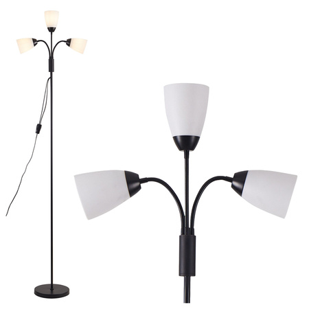 Lampa Podłogowa Oprawa Stojąca 3x E27 Czarna Tulip Sanico Goldlux