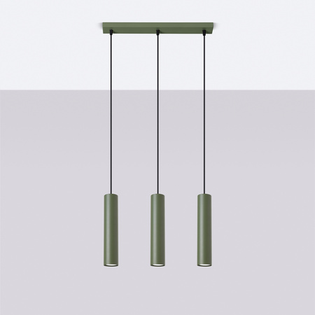 Lampa Wisząca Sufitowa Zwis Tuba Spot 3x GU10 Oliwkowa Lagos Ocean Green SL.1486 Sollux