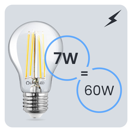6x Żarówka LED E27 A60 7W = 60W 810lm 3000K Ciepła 360° FILAMENT LUMILED
