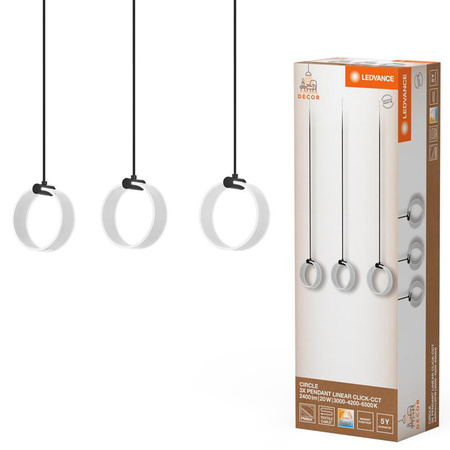 Lampa Sufitowa Wisząca Dekoracyjna LED 20W 1300lm 3000K - 4200K - 6500 K CCT Czarny Decor Ledvance