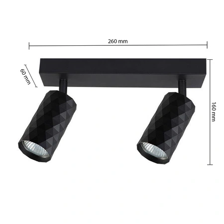 Lampa Sufitowa Spot Tuba Reflektor Oprawa Halogenowa 2x GU10 Ruchomy Czarny Glamour Masterled