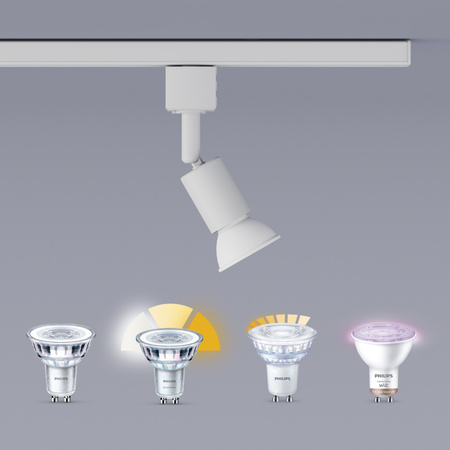 Zestaw Szynowy Lampa Sufitowa Szynoprzewód 1m + 3x Reflektor Szynowy LED GU10 Jednofazowy Biały EasyLink Tobia Philips