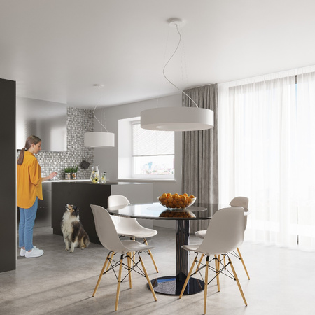 Lampa Sufitowa Wisząca Zwis 6x E27 Żyrandol Okrągła Biała Minimalistyczna Saturno Sollux