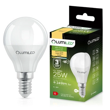 Żarówka LED E14 Kulka P45 2,5W = 25W 249lm 3000K Ciepła 180° LUMILED