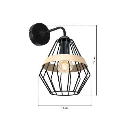 Lampa Ścienna Kinkiet CLIFF Czarna 1xE27 Milagro