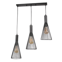 Lampa Sufitowa Wisząca Zwis 3x E27 Czarna Tiana Sanico Goldlux