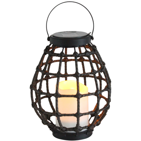 Lampa Solarna LED lampion Ogrodowa Wisząca Latarenka 23cm IP44 czarna metal