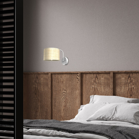 Lampa Ścienna Kinkiet MARSHALL Biała Rattanowa 1xE27 Milagro