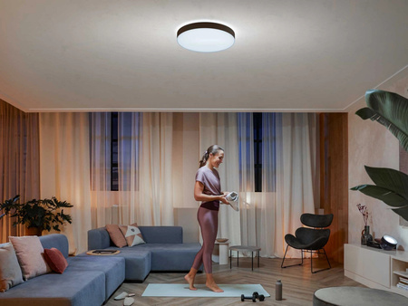 Plafon LED Lampa Sufitowa Natynkowa 48W 6100lm IP20 White Ambiance TW Czarna 55cm Inteligentna SMART Zigbee Bluetooth Enrave Philips HUE