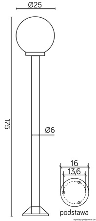 Lampa Ogrodowa Zewnętrzna Stojąca SŁUPEK Kule K 5002/1/K 250 E27 175cm Su-Ma