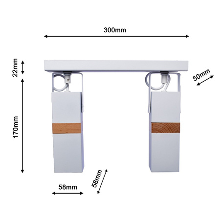 Lampa sufitowa w stylu skandynawskim loft biała MiLAGRO VIDAR 2x GU10 Metal + drewno