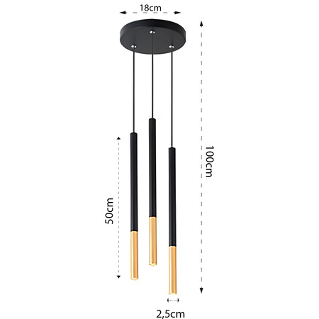 Lampa Wisząca Sufitowa PIERO 3xG9 Regulowana Czarno-Złota Okrągła MASTERLED