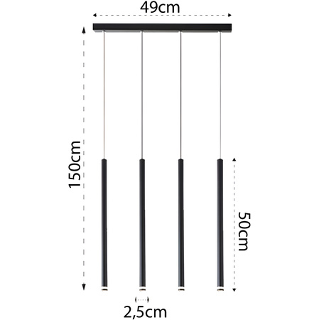 Lampa Wisząca Sufitowa PIERO 4xG9 Regulowana Czarna MASTERLED