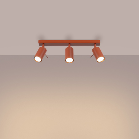 Lampa Sufitowa Reflektor Tuba Spot 3x GU10 Ochra Czerwona Ring Bittersweet Shimmer SL.1508 Sollux