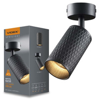 Lampa Ścienna Sufitowa Kinkiet 1x GU10 Czarna GRANT Videx