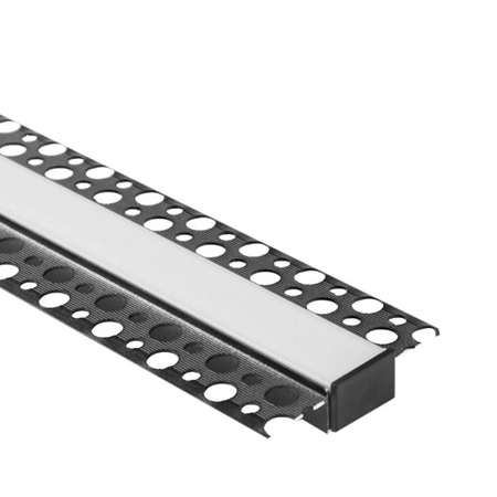 Profil Aluminiowy LED do Płyt GK Gipsowych REGIPS Szeroki Wpuszczany Podtynkowy Czarny 2m z Kloszem Mlecznym do Taśm LED + Zaślepki seria GPS Ecolight